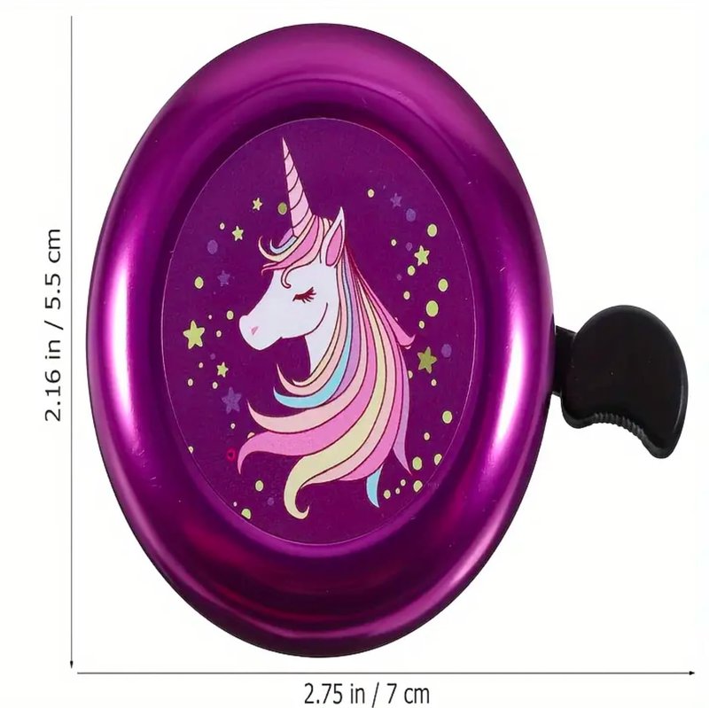 Unicorn Bell Loud Crisp Clear Sound Metal Bike Bicycle Bell for Kids and Styles - AR3T Collection (Purple Rainbow Unicorn)