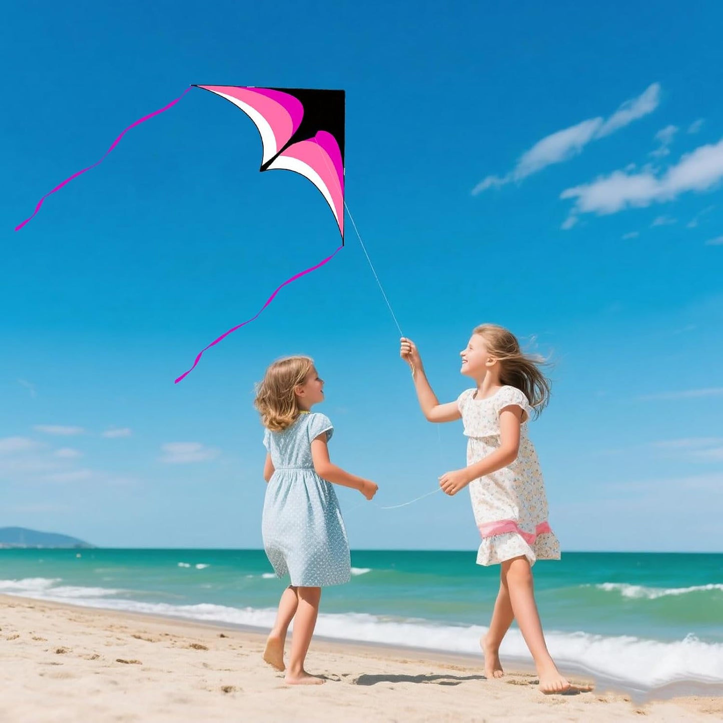 Mint's Colorful Life Delta Kite - Easy-Flying Kite for Kids & Adults | 300ft String Handle Included