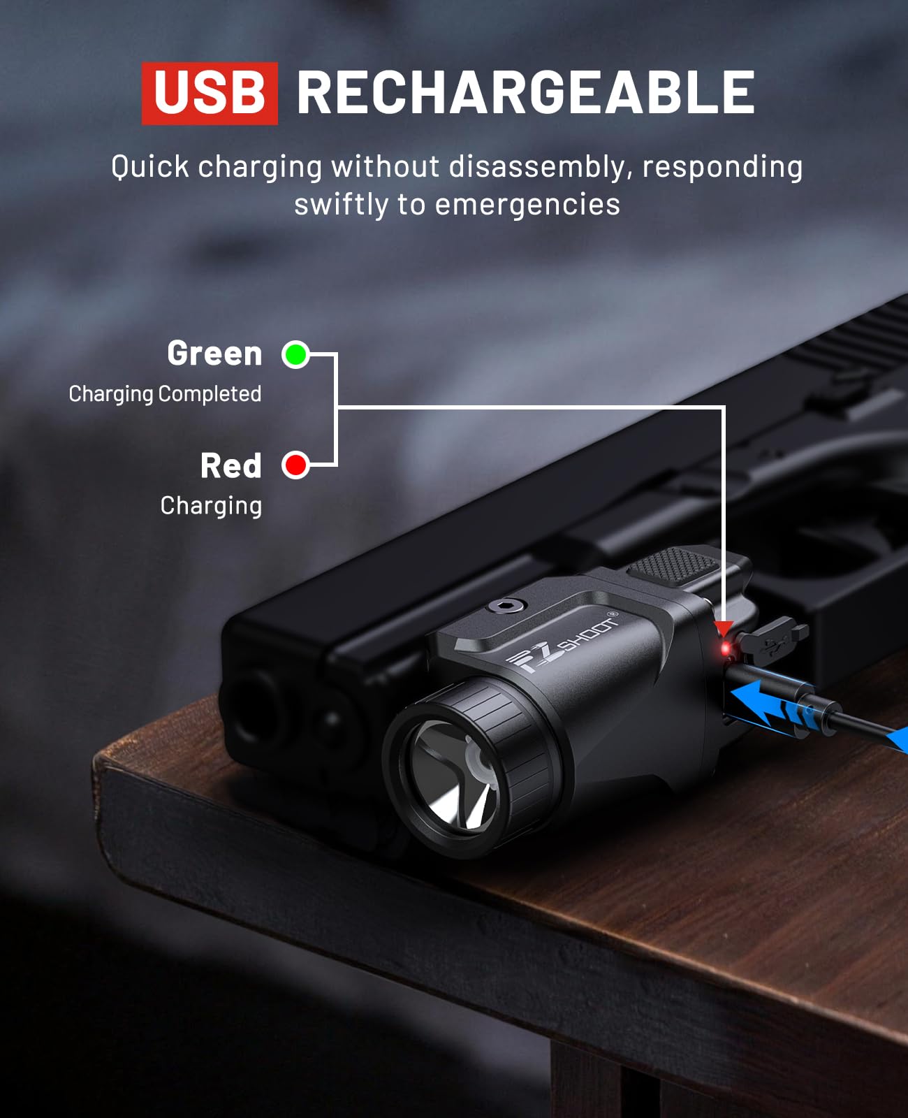 EZshoot 500 Lumens Pistol Light Compatible with GL and Picatinny Rail
