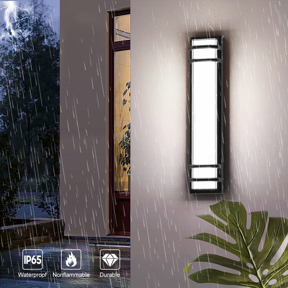 Sytmhoe Outdoor Wall Lights,23.6in 36W LED Modern Porch & Patio Wall Light Fixture, Black Aluminum Exterior Sconce Wall Mounted Lights Suitable for Garage Living Room Courtyard House(6000K)