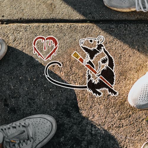 FINGERINSPIRE 6PCS Banksy Rat Painting Stencil, 8.3x11.7 Inch Reusable Mouse Pattern Templates for DIY Crafts on Wood, Wall, Canvas, Fabric & Furniture - Banksy Love Rat Theme