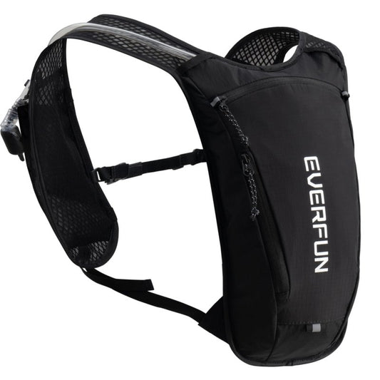 EVERFUN Hydration Backpack Running Vest Small Hiking Water Backpack with 1.5L Water Bladder, Lightweight Reflective Phone Holder Hydro Pack for Trail Running, Biking, Race, Marathons, Black