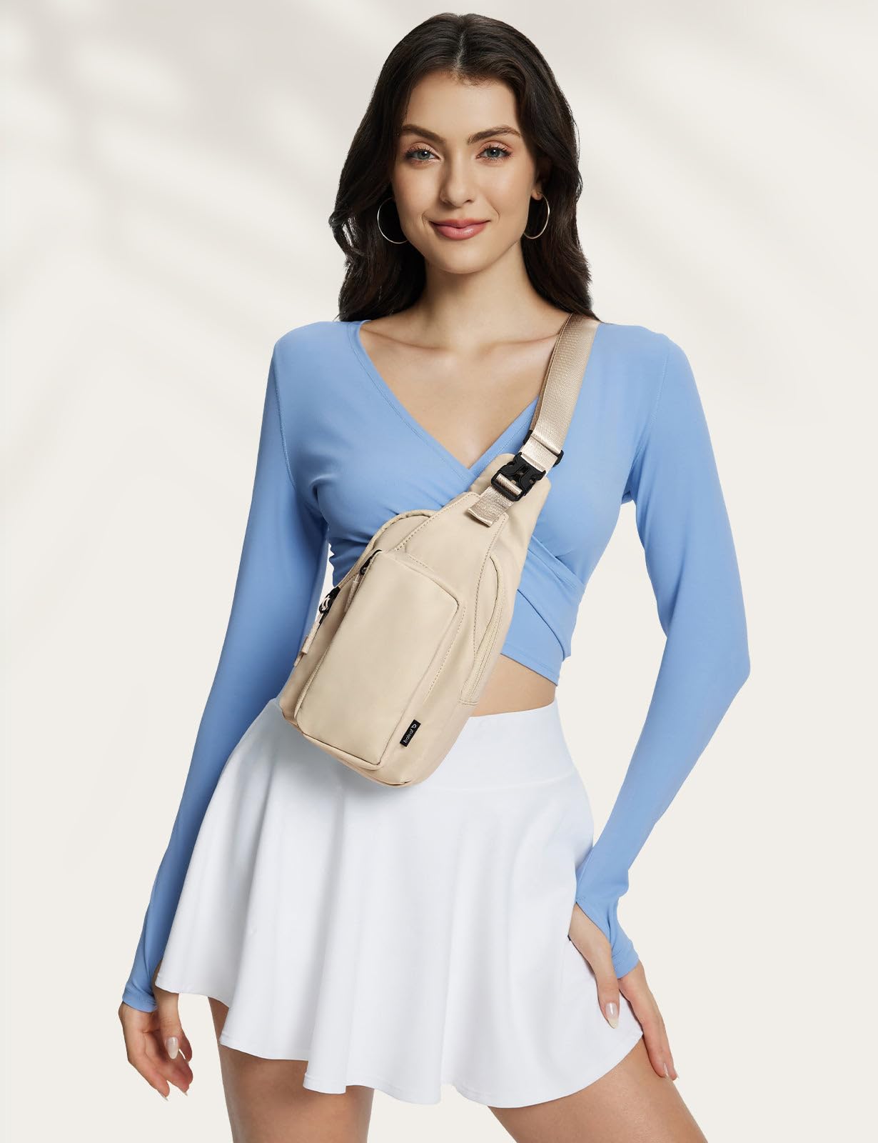 baleaf Small Sling Bag Women Crossbody Backpack Adjustable Strap Shoulder Chest Daypack Casual Traveling Hiking Daily White