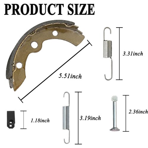 Golf Cart Club Car Brake Shoes Pads and Spring Kit for Club Car DS G&E 1995-Up (Automatic Adjust) and Precedent, Golf Cart Drum Brake Shoe Pads (2 Short & 2 Long) Replaces # 1018232-01,1018163-01