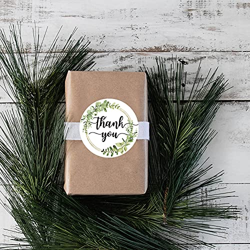 50 Greenery Thank You Stickers - 2-Inch Adhesive Labels for Favors & Gifts