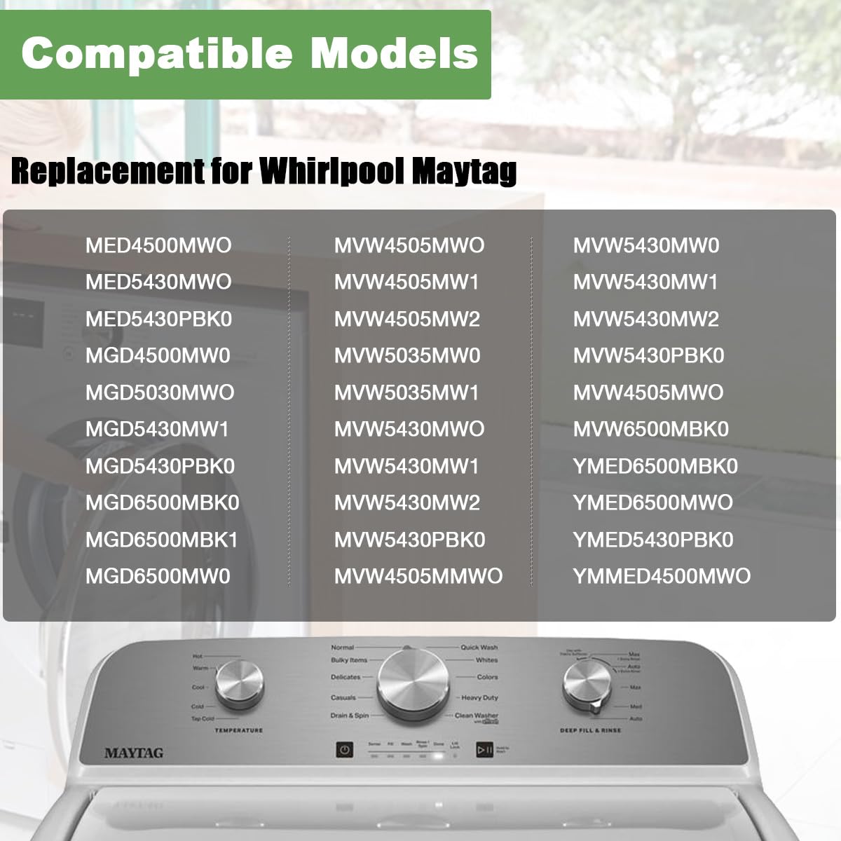 Ninayu W11675852 W11328381 Dryer Washer Timer Control Knob Compatible with Whirlpool Maytag MVW5430MW0 MGD4500MW0 MGD5030MW0 MGD6500MW0, Replace AP7215386 PS17216137 EAP17216137 W11675852 W11328381