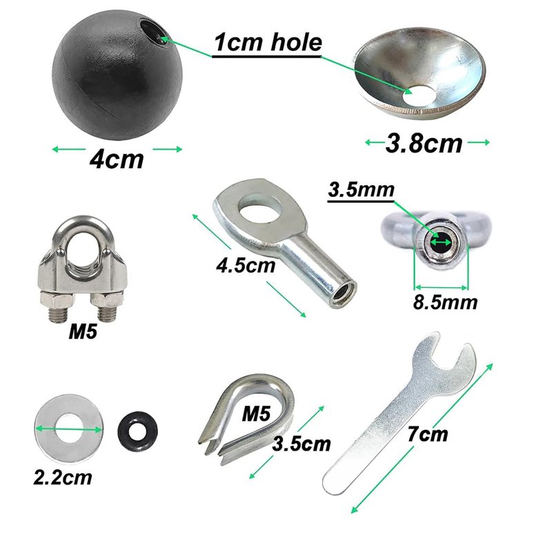 Profelinx Gym Cable Accessories, 2 Ball Stopper Sets for 3mm Cable Core, Eyelet Terminal, Wire Rope Joint Interface Replacement Port, Nylon Ball Stopper, Cable Connector