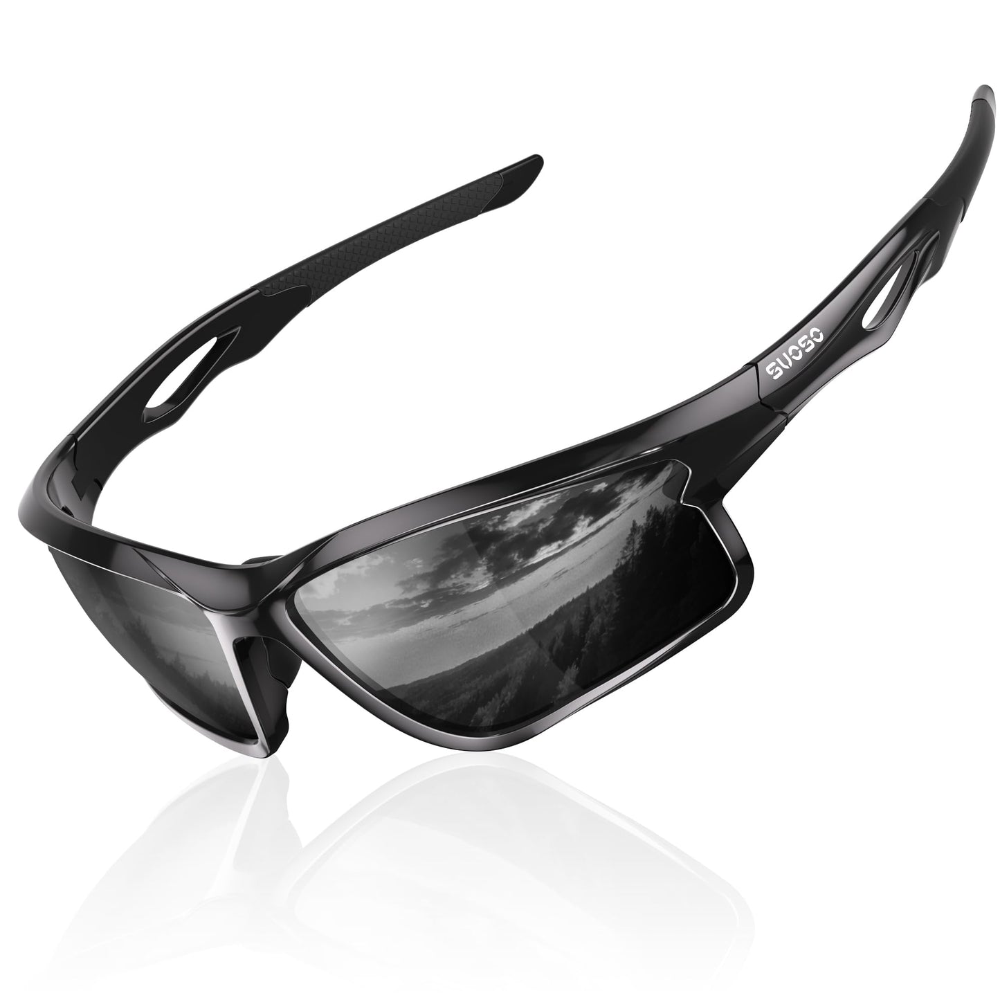 suoso Sports Polarized Sunglasses for Men: TR90 UV400 Protection Sun Glasses Squash Goggles Wrap Around Goggles for Drving