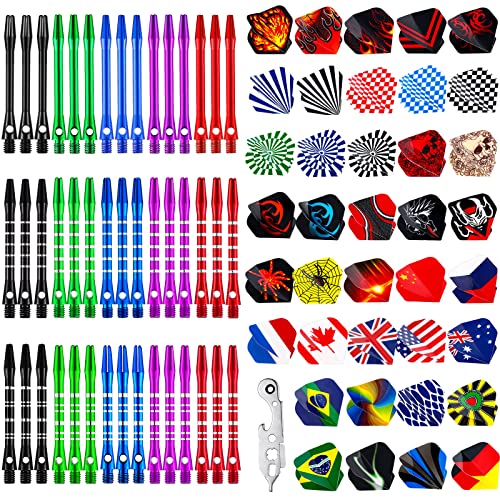 Leitee 30 Pcs Multicolor Steel Tip Dart Shafts 2BA Thread for Throwing Darts