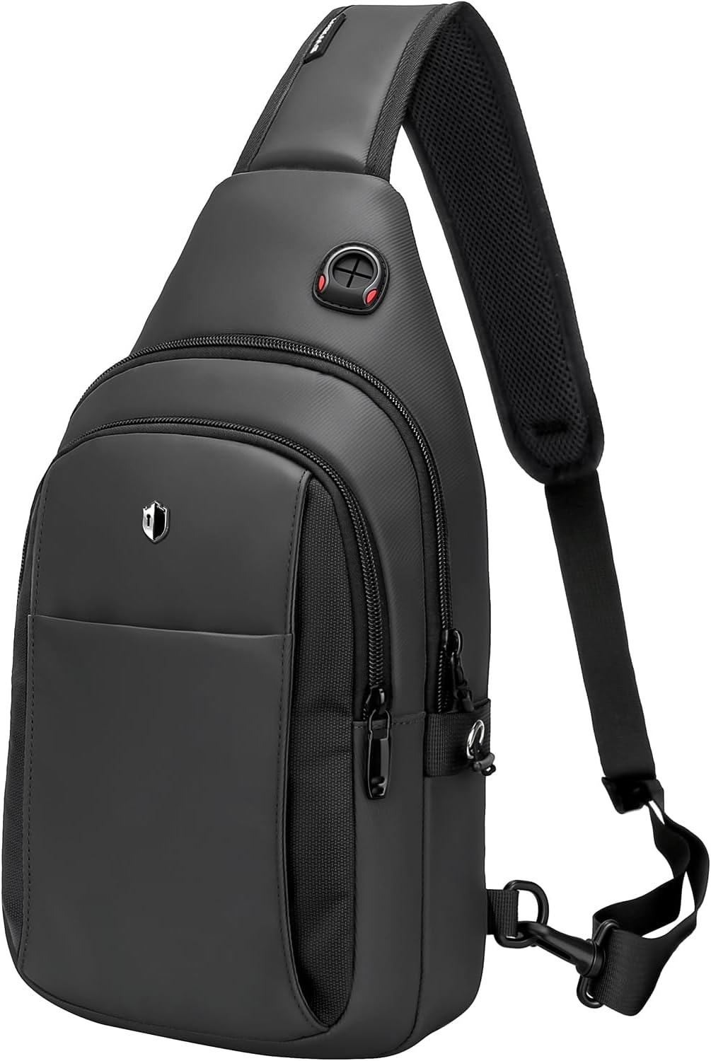 Skiennix Anti-Theft Sling Bag - Water Resistant Crossbody Backpack for Travel & Hiking | Fits iPad Mini & Switch 2 - Black, Medium, Lightweight Design with Built-in Audio Port