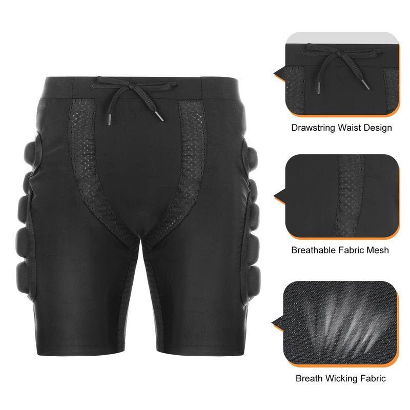 Relaxyee Impact Shorts with 3D EVA Hip & Tailbone Pads – Padded Protection for Snowboarding, Skiing & Skating | Breathable Crash Pants for Men & Women