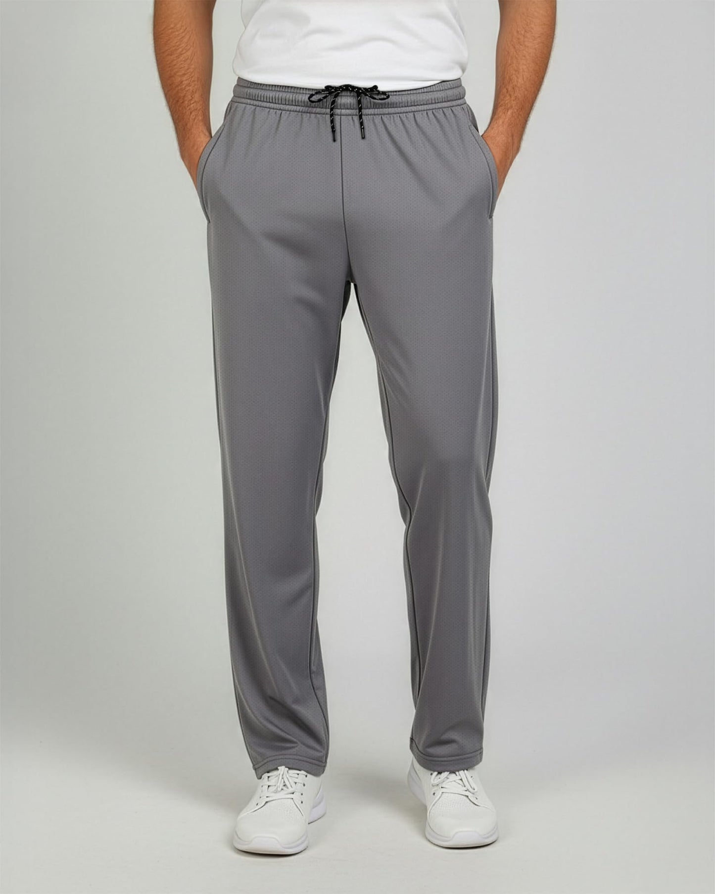 Real Essentials 3 Pack: Men's Mesh Open Bottom Sweatpants Gym Active Athletic Workout Casual Pants with Pockets - Set 8, L
