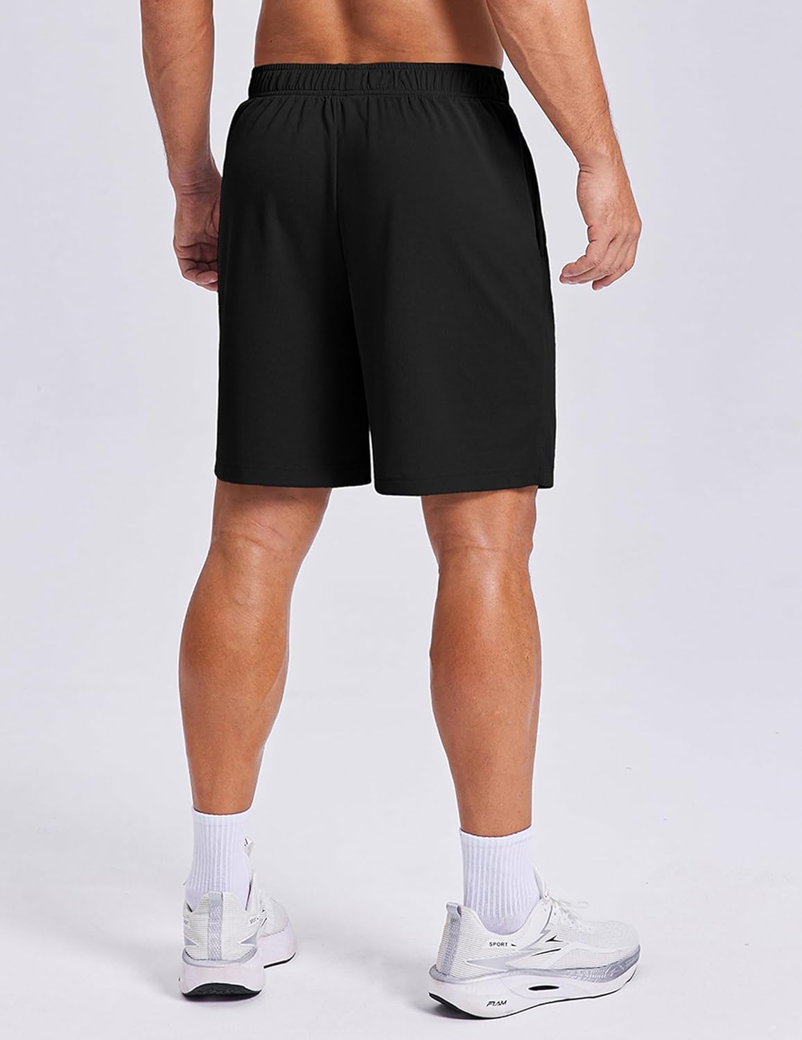 PINSPARK Men's 7-Inch Athletic Gym Shorts - Breathable Quick-Dry Running Shorts with Zipper Pockets