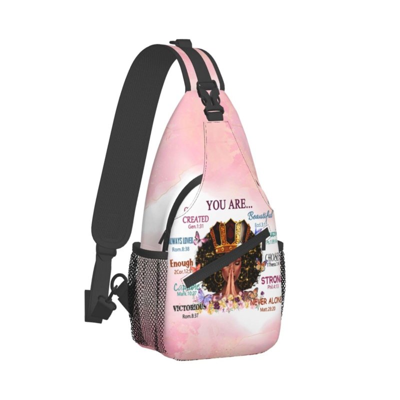 yngviud sling bag for women Sling Backpack Travel Hiking Daypack for Women Men Shoulder Bag for Casual Sport Climbing Runners African American Afro Woman (Glasses case included