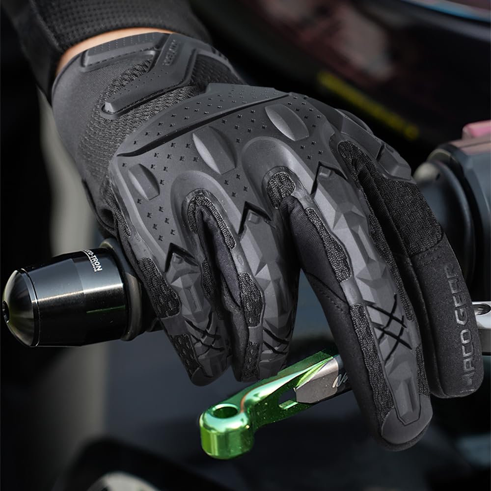 AXBXCX Touchscreen Full Finger Gloves for Men, Padded Outdoor Gloves Black Small