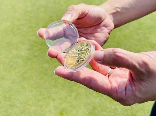 Large Bitcoin Golf Ball Marker Set — 3 Big Coins (Gold, Silver, Copper), Unique Gift for Men & Women, Custom Ball Markers, No Hat Clip Included.