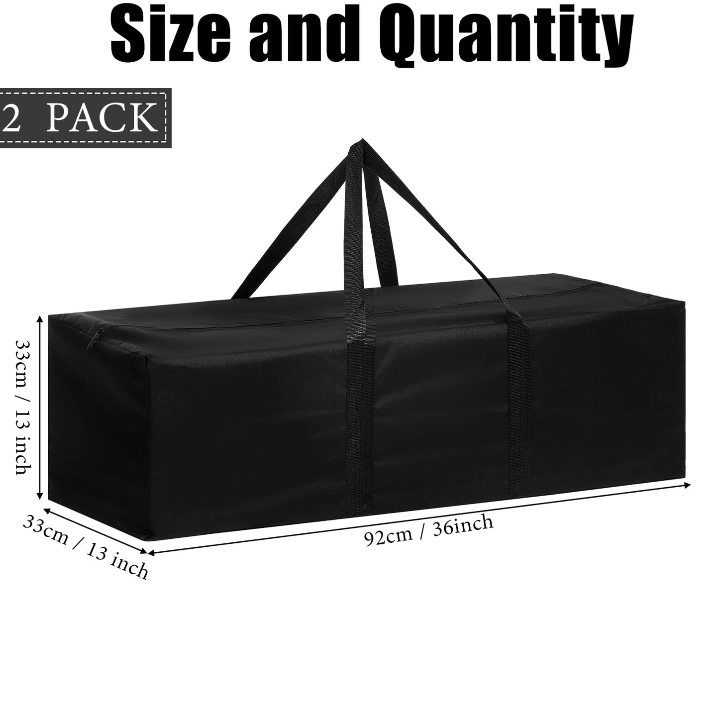 2 Pcs 47 Inch Large Sports Duffel Bag for Travel Camping Sports Equipment Storage Waterproof Foldable Long Luggage Storage Bag for Camping, Tent, Tripod, Gym, Fishing, Black