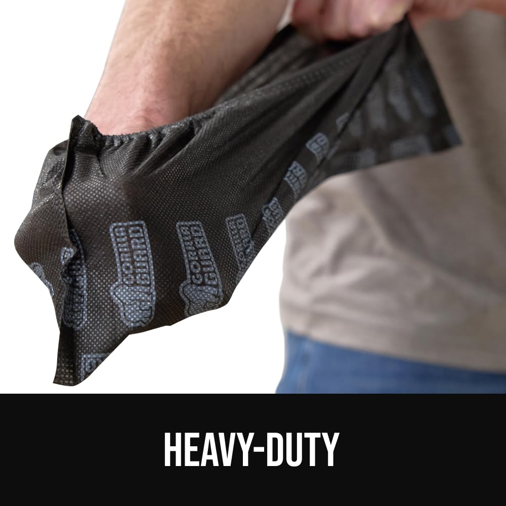 GORILLA GUARD Shoe Covers Disposable, Pack of 50 (25 Pairs) Ankle Booties, Tear and Dust Resistant Accessories for Work, Heavy Duty Safety Boot Cover for Indoors and Outdoors, Secure Fit Black