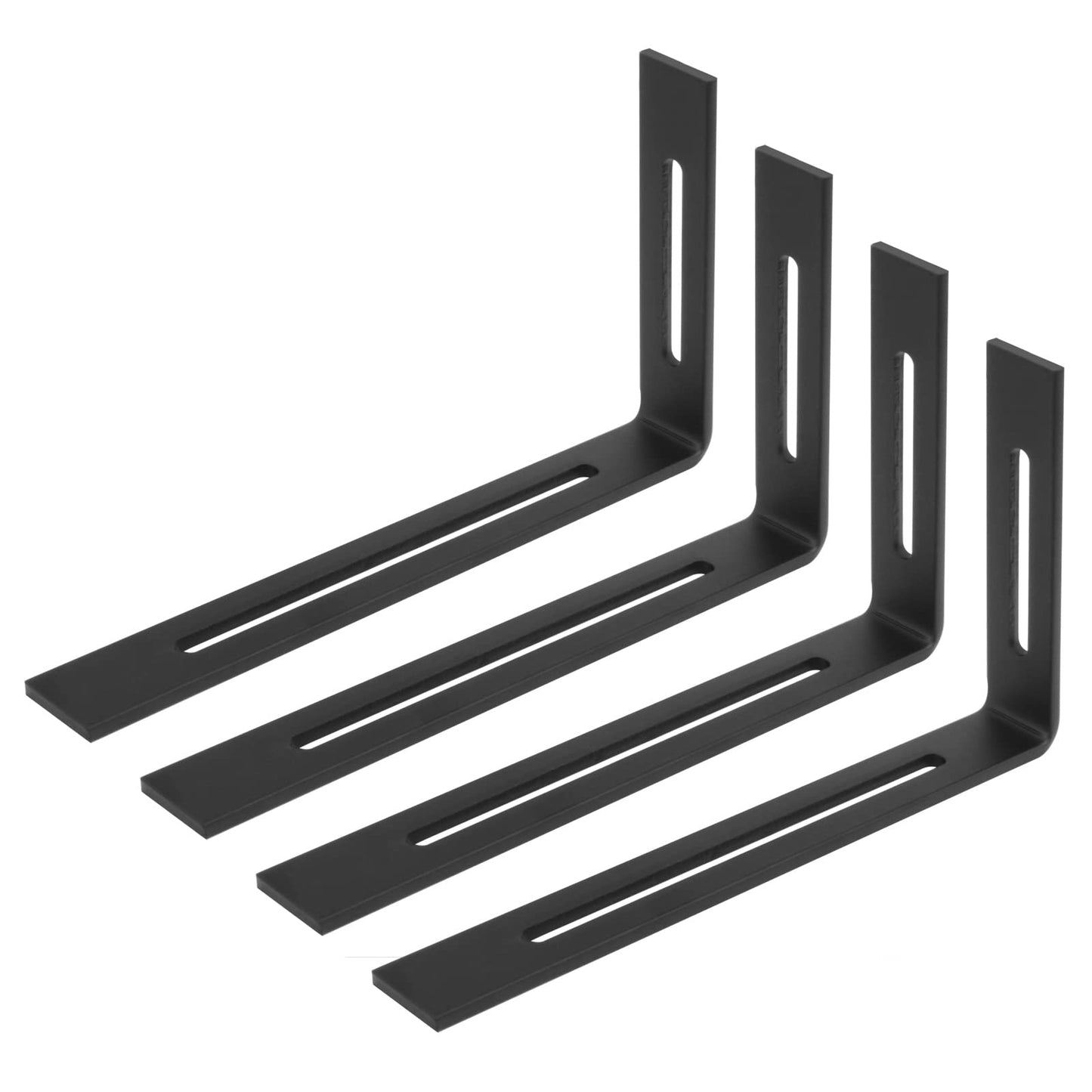 eoere 4 PCS 9-1/2" Black Adjustable L Corner Brace with M6 Slot, Heavy Duty Steel Slotted L Bracket for Fixing Furniture, Thickness 3/16", Max. Load 180 LB