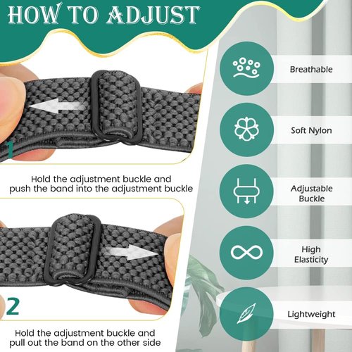 Fitbit Adjustable Elastic Nylon Sport Bands - Soft Stretchy Replacement Straps for Inspire 3/2/HR/Ace 2/3