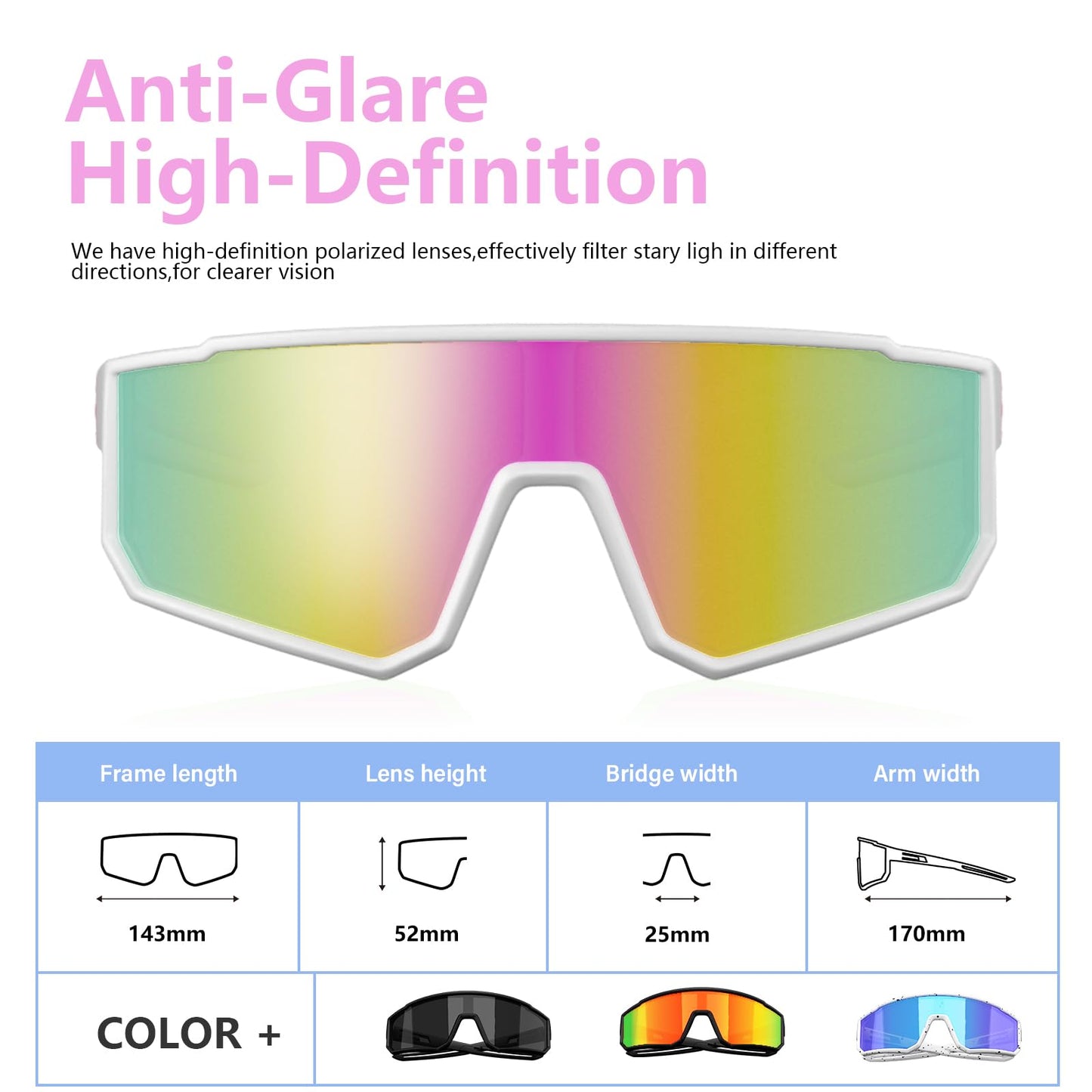 IKTOD 3 Pack Polarized Running Sunglasses for Women Mens Sunglasses UV Protection for Cycling Baseball Fishing (3 Pack-Pink Pink/Purple Black/Pink White-W09)