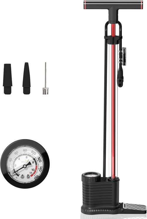 Bike Pump - Skiennix 160 PSI Bicycle Tire Pump with Transparent Cylinder & Precision Gauge | Fast & Effortless for Presta & Schrader Valves