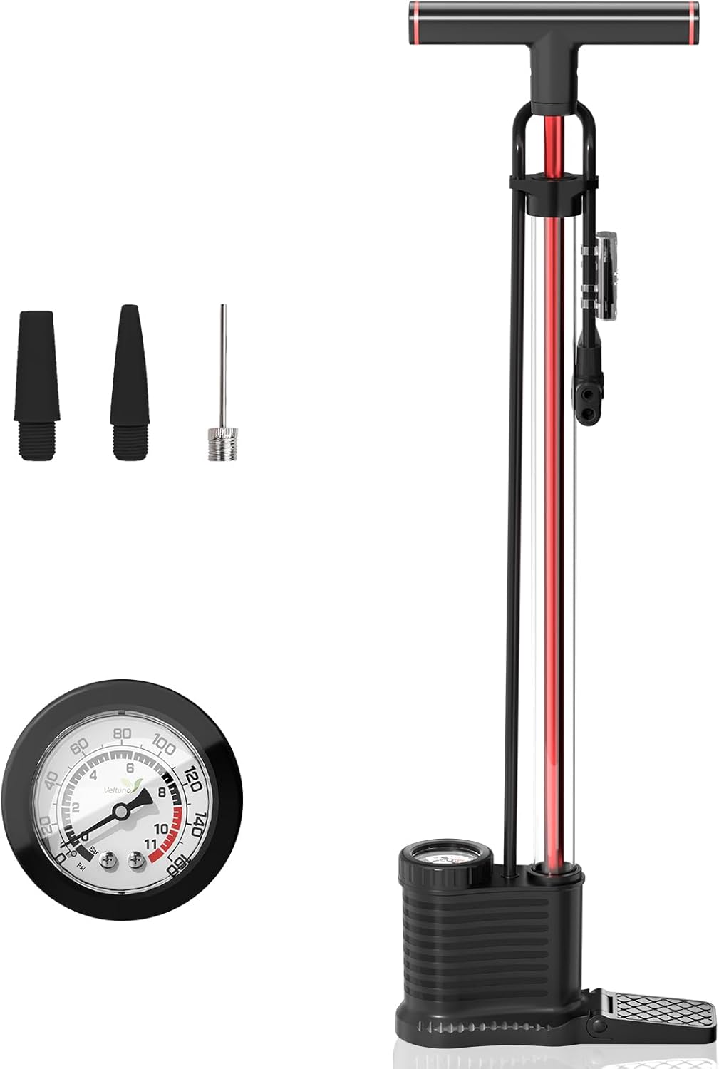 Bike Pump - Skiennix 160 PSI Bicycle Tire Pump with Transparent Cylinder & Precision Gauge | Effortless for Presta & Schrader Valves