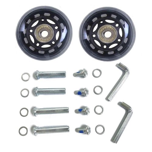 LOTOWELZON 2pcs Luggage Suitcase Replacement Wheels, 75mm Rubber Inline Roller Skate Wheels with 8mm(0.31") ABEC-7 608ZZ Bearings Repair Kits (Black&Clear, OD75xW24mm/2.95"x0.94")
