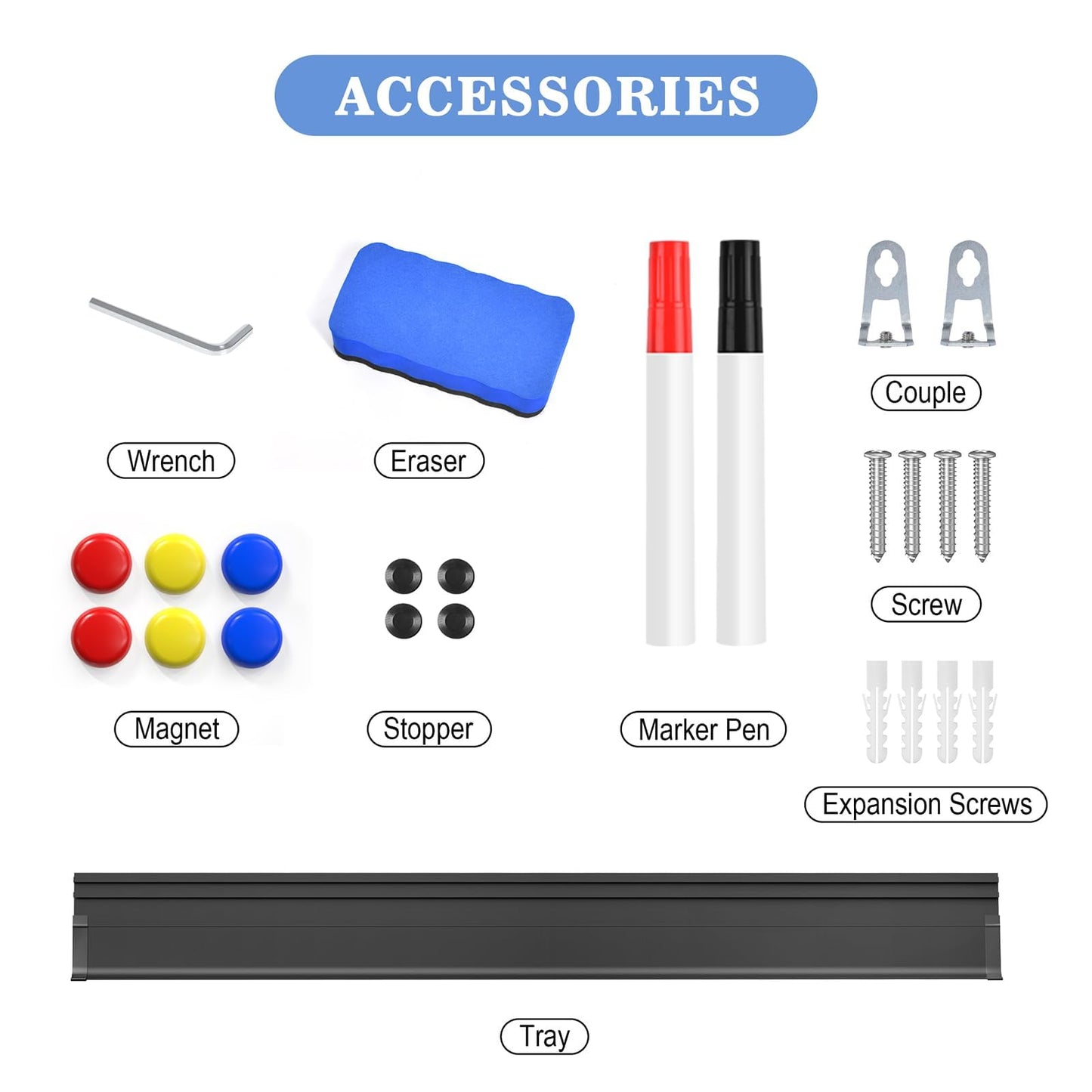 Magnetic Dry Erase Whiteboard 36 x 24 Inch - Small White Board, Silver Aluminum Frame Wall-Mounted, Magnetic Eraser, 2 Pens, Detachable Marker Tray, 6 Magnets for Office, School