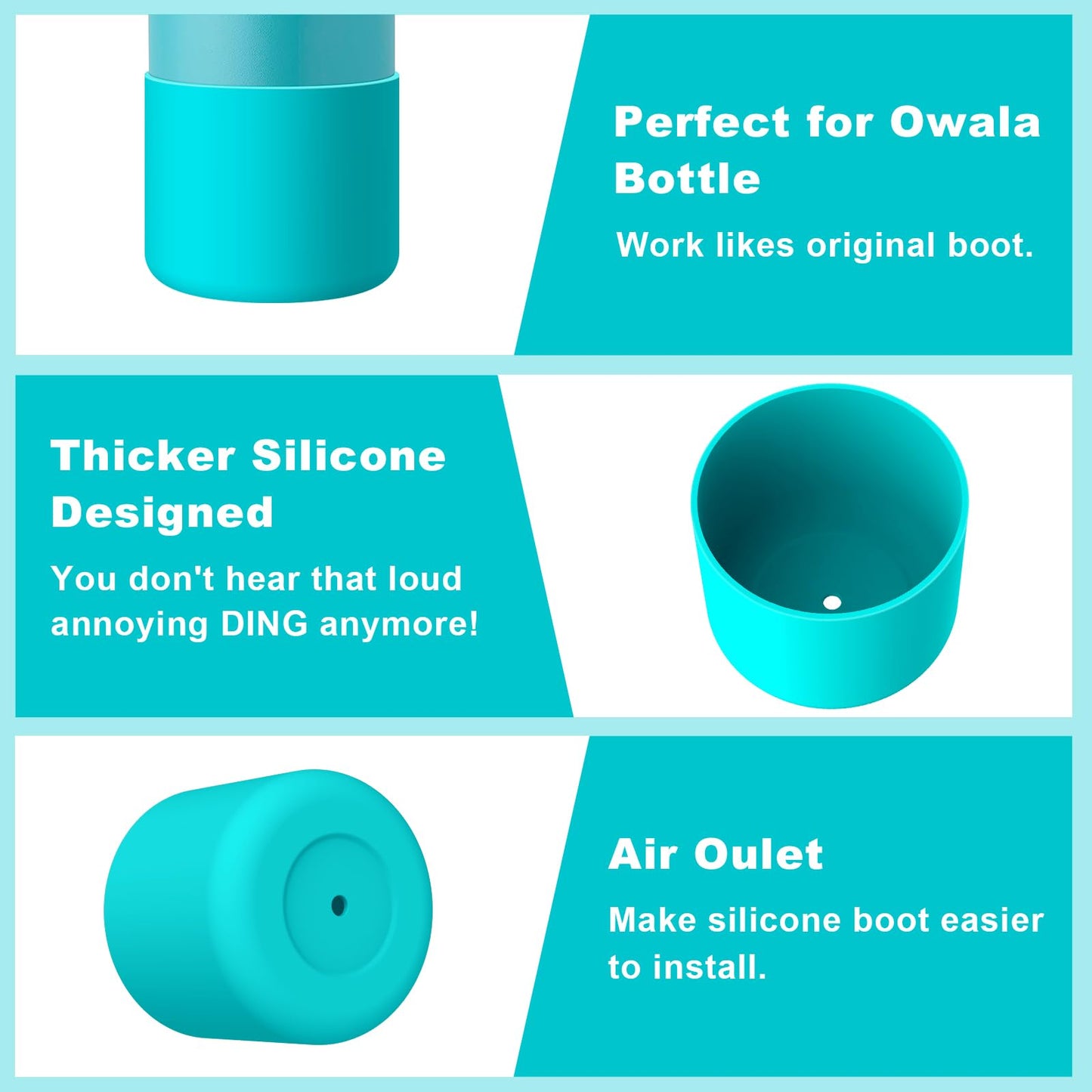 Airboat 2PCS Silicone Water Bottle Boot for Owala 24oz, Protective Bottom Bumper Anti-Slip Sleeve for FreeSip, Twist, and Flip Stainless Steel Bottles, Dishwasher Safe and BPA Free
