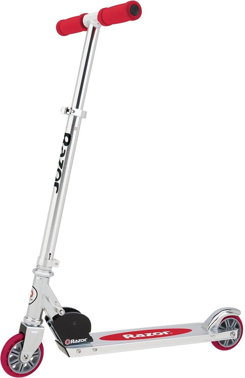Hurtle Kids Scooter - Foldable 3-Wheel Kick Scooter with Adjustable Height & Flashing Lights | For Ages 1-12