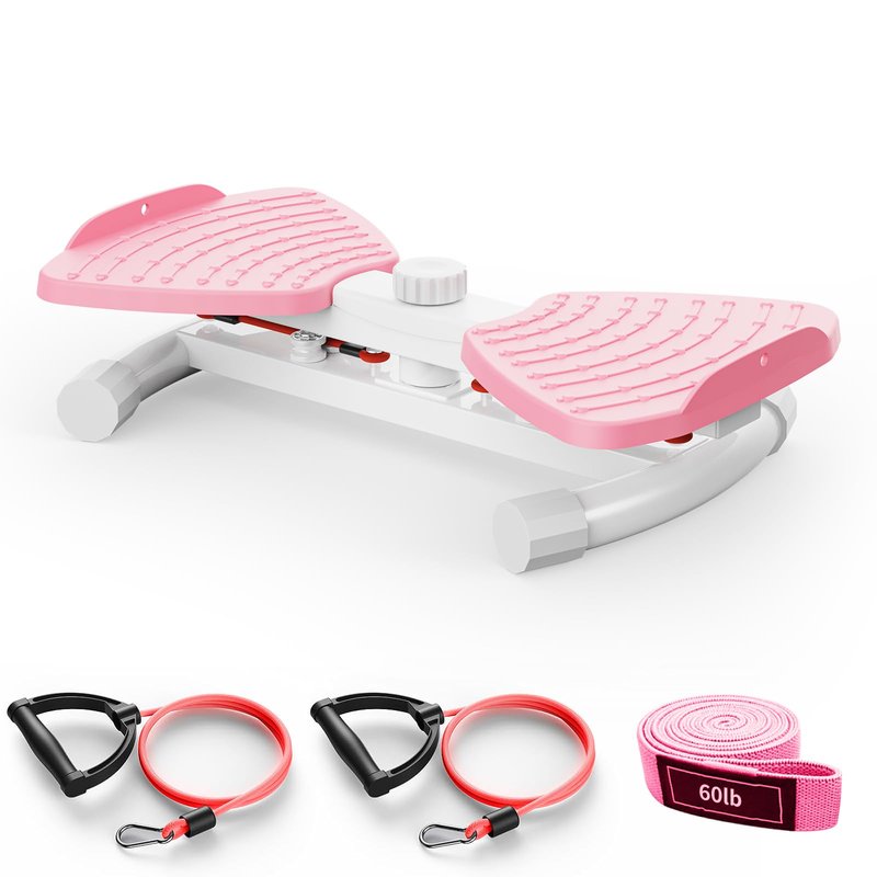 Zieuyend Waist Twister Machine Exercise Fitness Tool - 300 lbs Capacity Exercise Ab Twist Board with Resistance Bands, Core Trainer Belly Fat Burner, Noiseless Waist Sculptor with Foot Massage for Home Gym (Red)