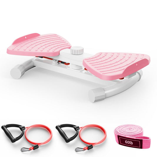 Zieuyend Waist Twister Machine Exercise Fitness Tool - 300 lbs Capacity Exercise Ab Twist Board with Resistance Bands, Core Trainer Belly Fat Burner, Noiseless Waist Sculptor with Foot Massage for Home Gym (Red)