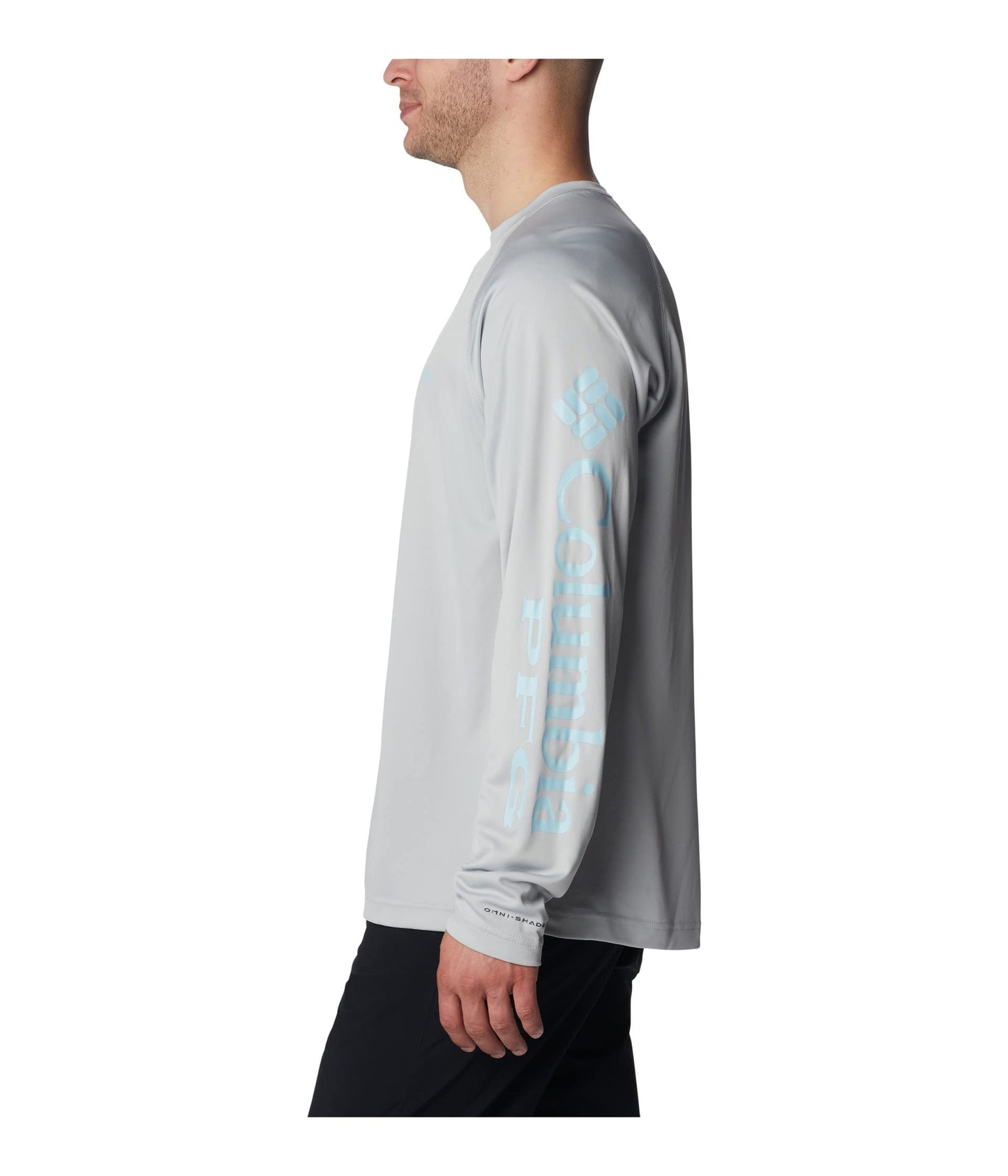 Columbia Men's Terminal Tackle Long Sleeve Shirt, Cool Grey/Spring Blue Logo, 4X Big
