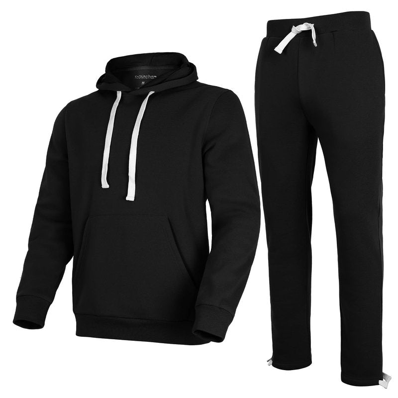 Nothinchan Men's Tracksuit 2 Piece Hoodie Sweat Athletic Sweatsuit Fleece Casual Running Jogging Sport Suit Sets(Black,XL)