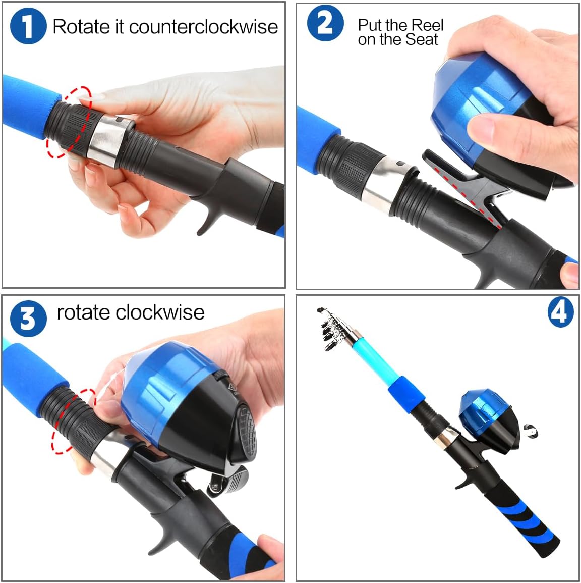 Skiennix Collapsible Telescopic Fishing Rod & Reel Combo - Compact Beginner Kit for Youth & Boys