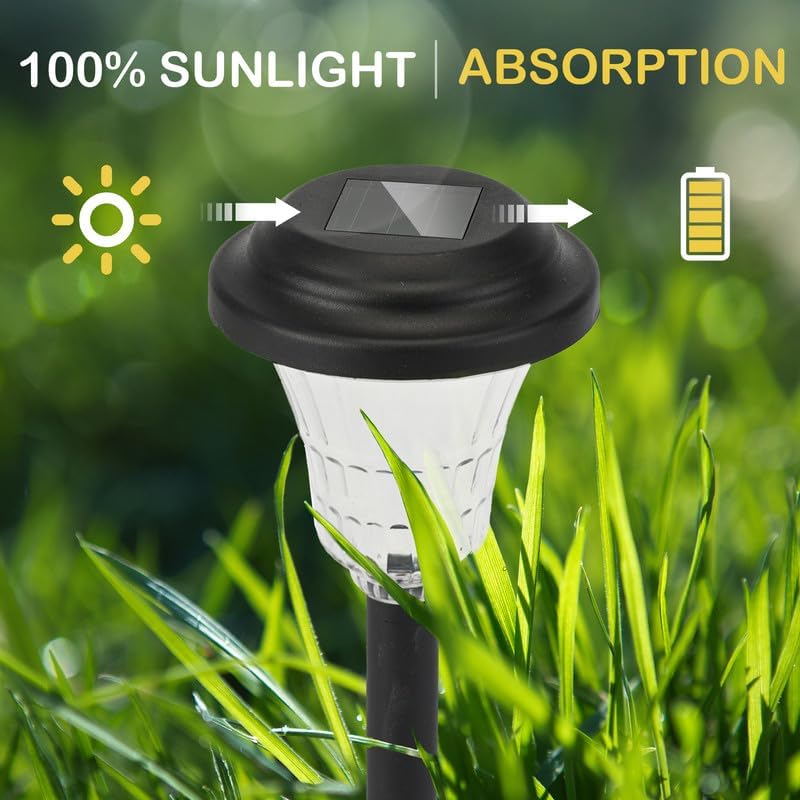 Rumiom Solar Pathway Lights Outdoor Waterproof, 4 Pack Solar Garden Lights with Auto On/Off, Bright Outdoor Garden Decor for Yard Patio Walkway Lawn Landscape, Warm White