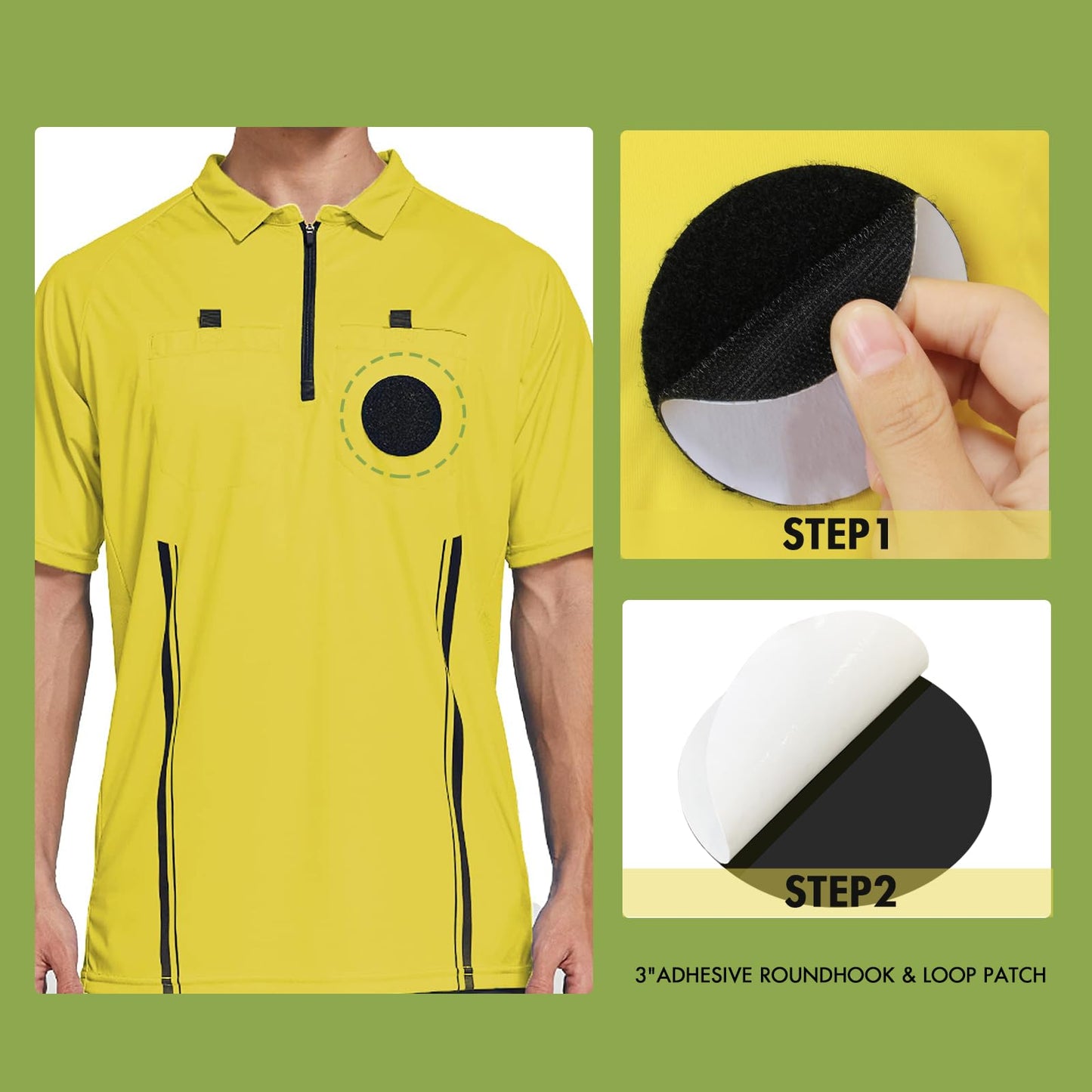 Pro Soccer Referee Shirt Jersey Kit Ref Costume for Men Womens Umpire Uniform Referee Wallet with Red & Yellow Card