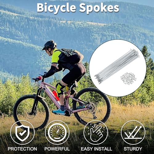 Bicycle Spokes 202mm 14G Carbon Steel Wheel Spoke Set - Silver Tone
