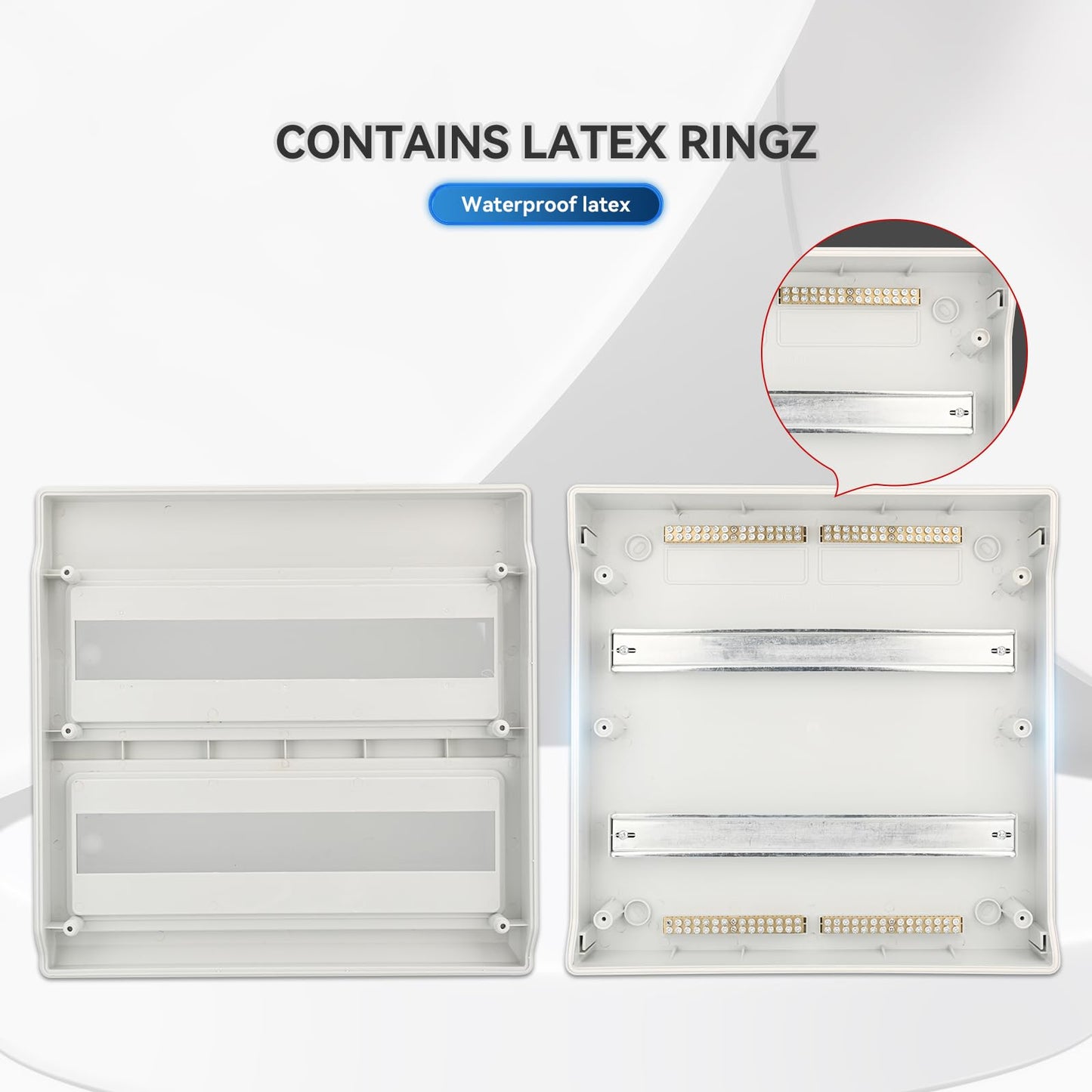 Mollom 36 Way Power Distribution Box with Bus Bars and Din Rail for Miniature Circuit Breaker MCB, Waterproof IP66.Padlock Available for Indoor and Outdoor Use