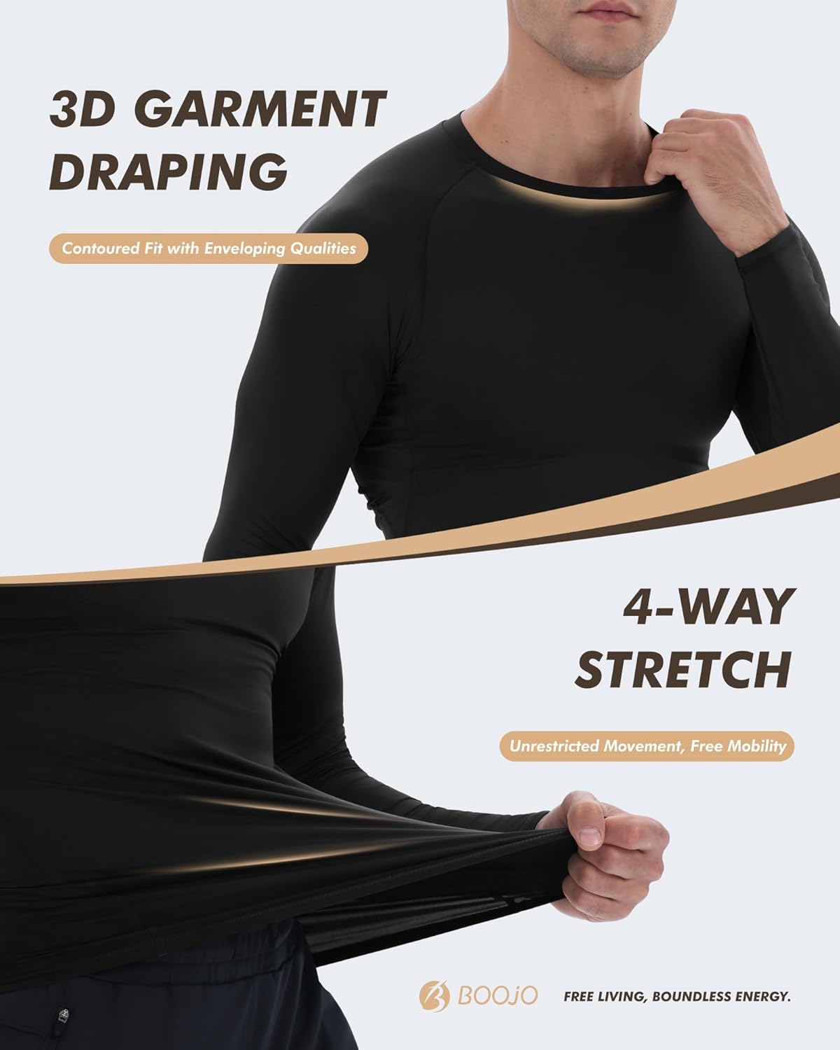 Skiennix Long Sleeve Compression Shirts - 5 Pack Black Quick-Dry Base Layer for Athletic Workouts