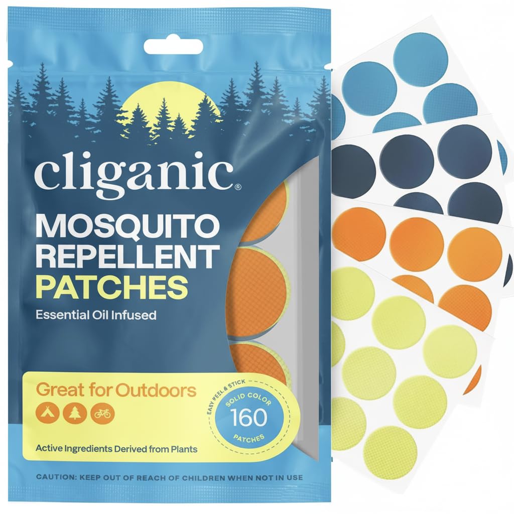 Cliganic Mosquito Repellent Stickers (160 Pack) - Patches for Kids & Adults, Natural DEET-Free, Citronella Essential Oil Infused