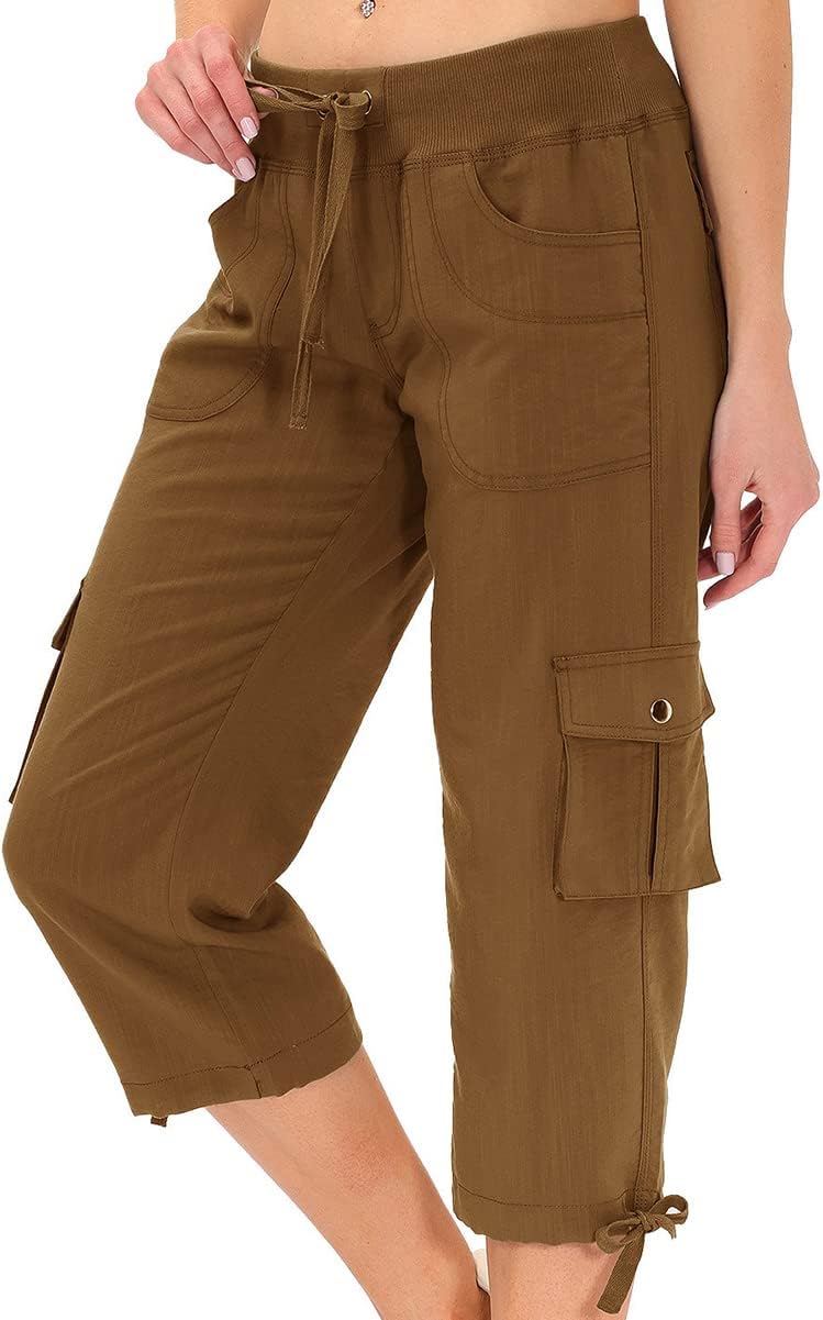 MoFiz Women's Capri Pants - Lightweight Casual Capris with Pockets | Loose Fit Cargo Design