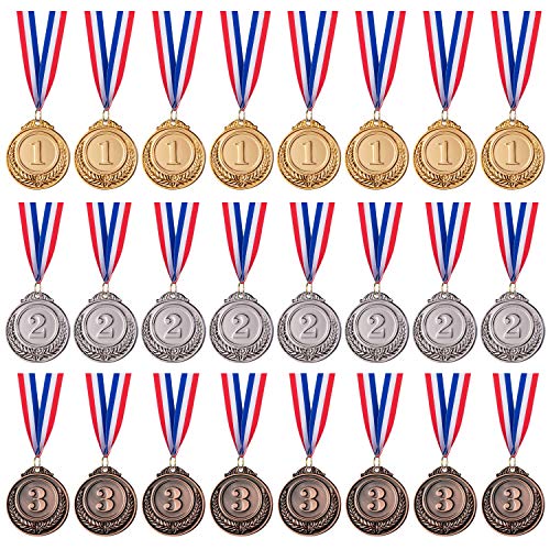 24-Piece Gold Silver Bronze Winner Medals Set - 2 Inch