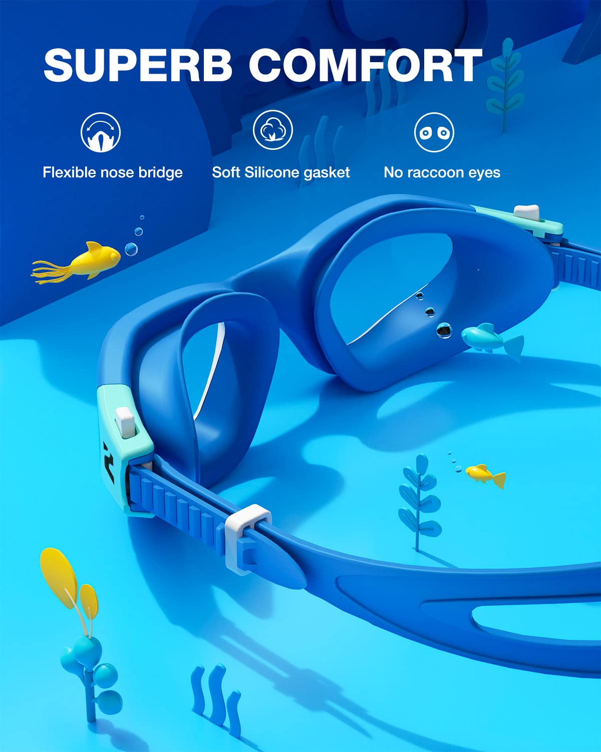 ZIONOR Kids Swim Goggles, G1MINI SE Ages 6-14 No Leak Anti-Fog