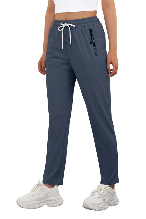 IWOLLENCE Lightweight Breathable Hiking Pants for Women Over 50 with Zipper Pockets Ladies Stretch Active Quick Dry Travel Pant Camping Workout Fishing Trousers Seniors Comfy Fit Navy Blue, L