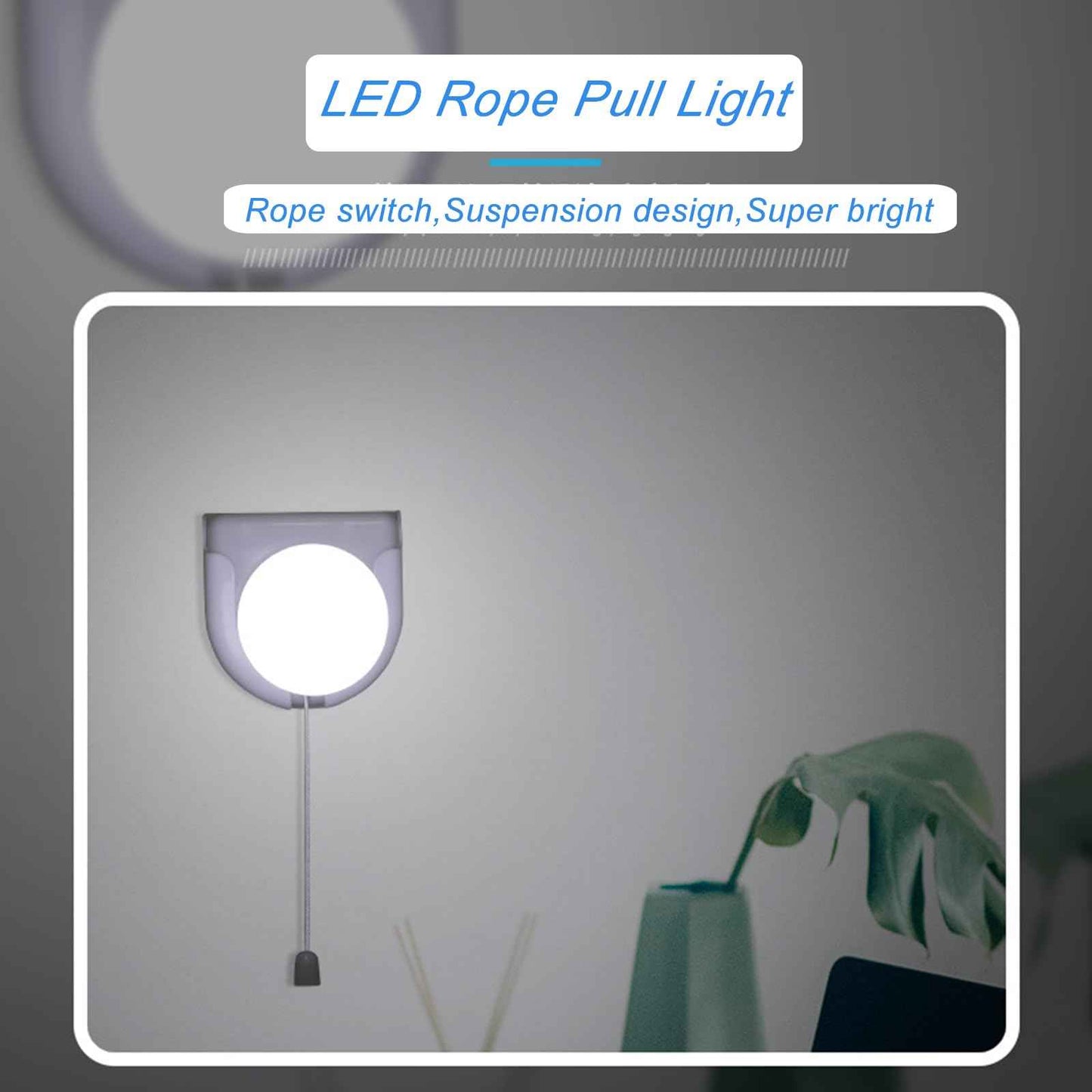 Shuwea 2 Pack Battery Operated Light Bulb, Stick-Up Battery Powered Wireless LED Closet Light Bulb, Self Adhesive Wall Mounted Light Fixture with Pull Chain for Cabinet Bedroom Living Room Kitchen