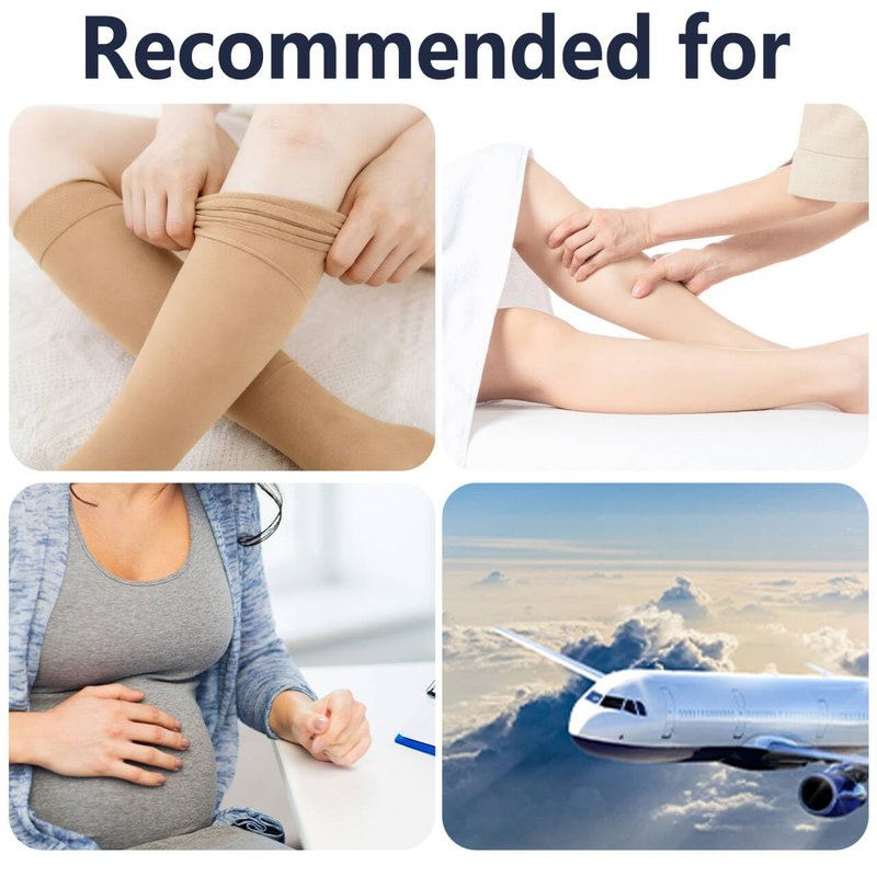 +MD 2 Pairs 15-20 mmHg Medical Compression Socks for Men/Women, Lightweight Opaque Knee High Support Stockings，Beige,M