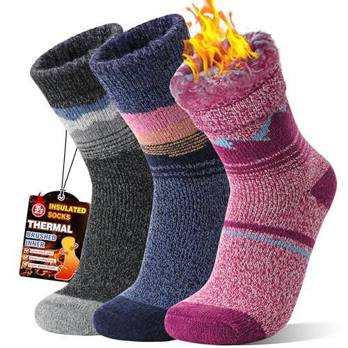 Large Blue-Grey Thermal Warm Socks for Men & Women | Thick Winter Insulated Ski & Snowboard Socks