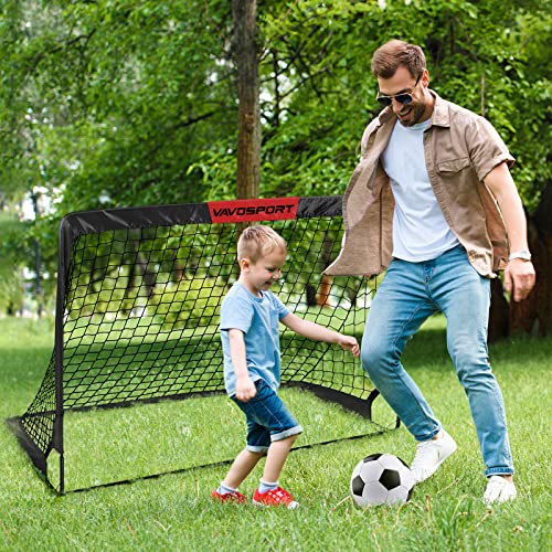 Kids Soccer Goals Set of 2 - Portable Backyard Soccer Net with Ball